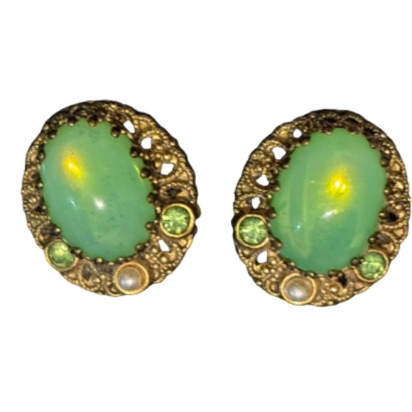 W Germany Filigree Art Glass Earrings - Picture 7 of 8